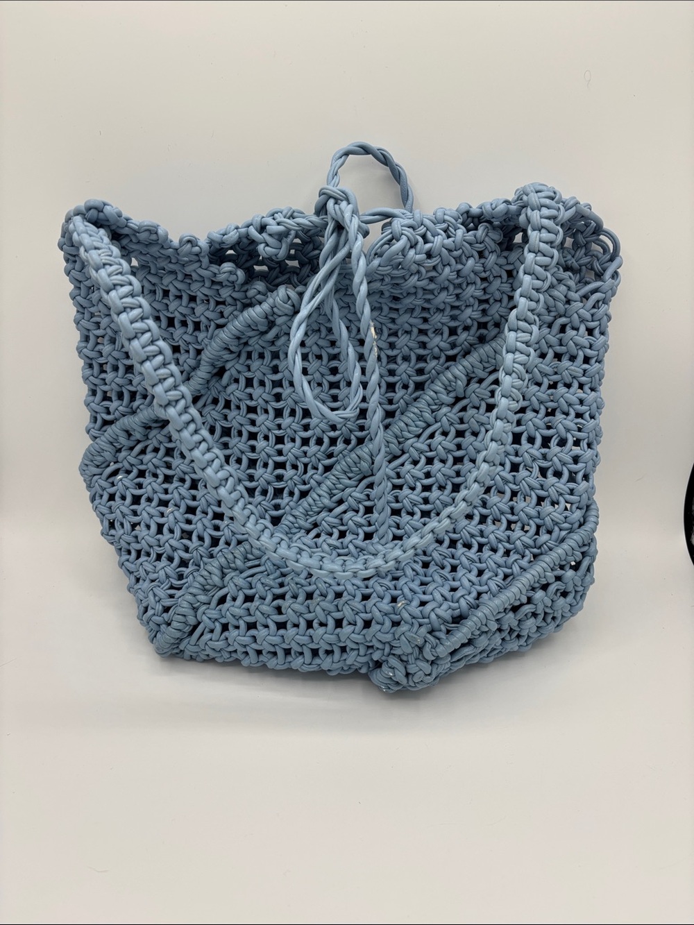 Yuzefi Powder Blue Crochet Tote Shoulder Bag
